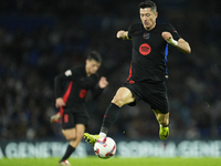 Robert Lewandowski centre-forward of Barcelona and Poland during the LaLiga match between Real Sociedad and FC Barcelona at Reale Arena on N...