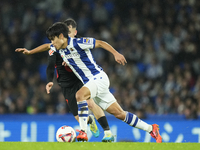 Takefusa Kubo right winger of Real Sociedad and Japan during the LaLiga match between Real Sociedad and FC Barcelona at Reale Arena on Novem...