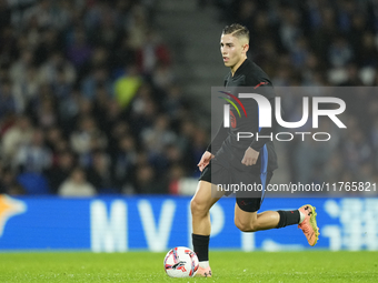 Fermin Lopez central midfield of Barcelona and Spain during the LaLiga match between Real Sociedad and FC Barcelona at Reale Arena on Novemb...