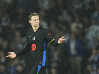 Frenkie de Jong central midfield of Barcelona and Netherlands reacts during the LaLiga match between Real Sociedad and FC Barcelona at Reale...