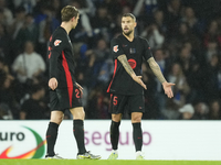 Inigo Martinez centre-back of Barcelona and Spain after Real Sociedad goal during the LaLiga match between Real Sociedad and FC Barcelona at...