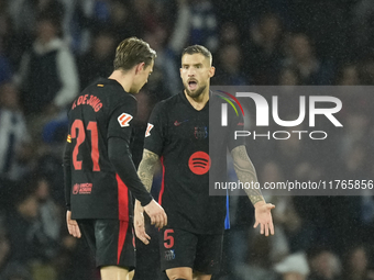 Inigo Martinez centre-back of Barcelona and Spain after Real Sociedad goal during the LaLiga match between Real Sociedad and FC Barcelona at...