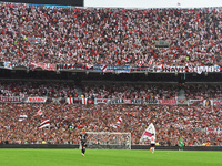 Fans of River Plate attend the match between River Plate and Barracas Central at Estadio Mas Monumental, on November 9. (