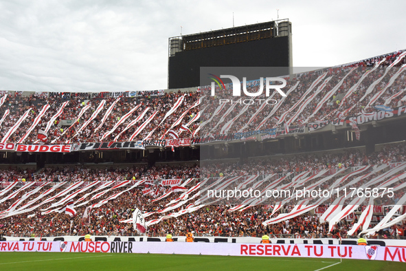 Fans of River Plate gather before the match between River Plate and Barracas Central at Estadio Mas Monumental, on November 9. 