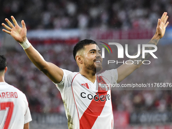 Paulo Diaz of River Plate celebrates his goal during the match between River Plate and Barracas Central at Estadio Mas Monumental, on Novemb...