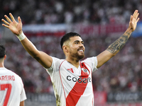 Paulo Diaz of River Plate celebrates his goal during the match between River Plate and Barracas Central at Estadio Mas Monumental, on Novemb...