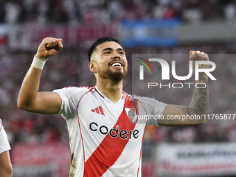 Paulo Diaz of River Plate celebrates his goal during the match between River Plate and Barracas Central at Estadio Mas Monumental, on Novemb...