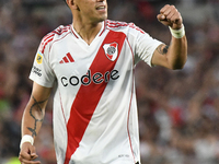 Maximiliano Meza of River Plate celebrates his goal during the match between River Plate and Barracas Central at Estadio Mas Monumental, on...