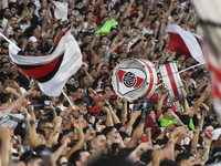 Fans of River Plate attend the match between River Plate and Barracas Central at Estadio Mas Monumental, on November 9. (