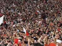 Fans of River Plate attend the match between River Plate and Barracas Central at Estadio Mas Monumental, on November 9. (