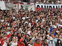 Fans of River Plate attend the match between River Plate and Barracas Central at Estadio Mas Monumental, on November 9. (