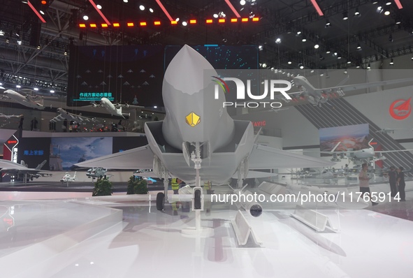 A model of the J-35A stealth fighter jet is pictured at the Zhuhai Air Show Center in Zhuhai, China, on November 10, 2024. 