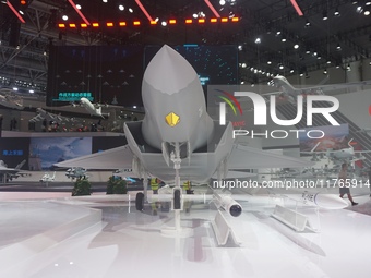 A model of the J-35A stealth fighter jet is pictured at the Zhuhai Air Show Center in Zhuhai, China, on November 10, 2024. (