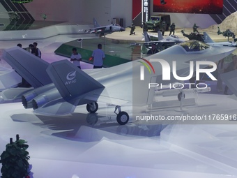 A model of the J-35A stealth fighter jet is pictured at the Zhuhai Air Show Center in Zhuhai, China, on November 10, 2024. (