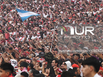 Fans of River Plate gather before the match between River Plate and Barracas Central at Estadio Mas Monumental, on November 9. (