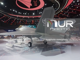 A model of the J-35A stealth fighter jet is pictured at the Zhuhai Air Show Center in Zhuhai, China, on November 10, 2024. (