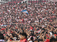 Fans of River Plate gather before the match between River Plate and Barracas Central at Estadio Mas Monumental, on November 9. (