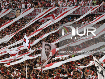 Fans of River Plate gather before the match between River Plate and Barracas Central at Estadio Mas Monumental, on November 9. (