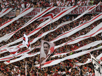 Fans of River Plate gather before the match between River Plate and Barracas Central at Estadio Mas Monumental, on November 9. (