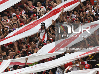 Fans of River Plate gather before the match between River Plate and Barracas Central at Estadio Mas Monumental, on November 9. (