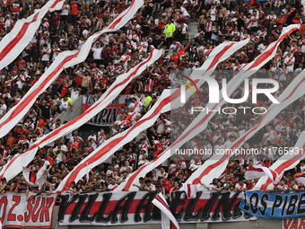 Fans of River Plate gather before the match between River Plate and Barracas Central at Estadio Mas Monumental, on November 9. (