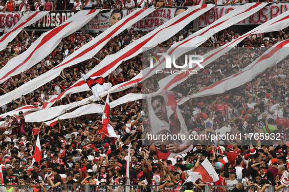 Fans of River Plate gather before the match between River Plate and Barracas Central at Estadio Mas Monumental, on November 9. 