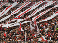 Fans of River Plate gather before the match between River Plate and Barracas Central at Estadio Mas Monumental, on November 9. (