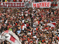 Fans of River Plate gather before the match between River Plate and Barracas Central at Estadio Mas Monumental, on November 9. (