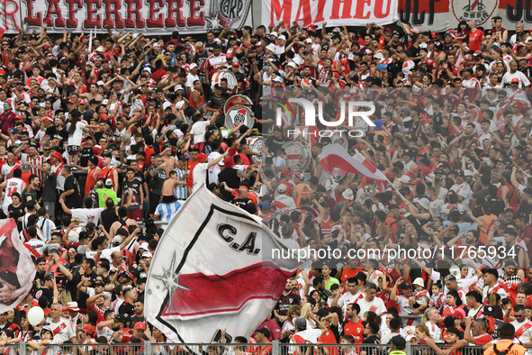 Fans of River Plate gather before the match between River Plate and Barracas Central at Estadio Mas Monumental, on November 9. 