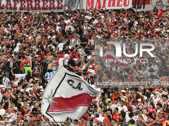 Fans of River Plate gather before the match between River Plate and Barracas Central at Estadio Mas Monumental, on November 9. (