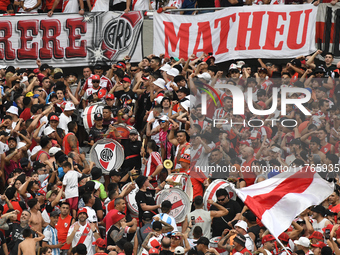 Fans of River Plate gather before the match between River Plate and Barracas Central at Estadio Mas Monumental, on November 9. (