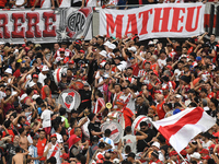 Fans of River Plate gather before the match between River Plate and Barracas Central at Estadio Mas Monumental, on November 9. (