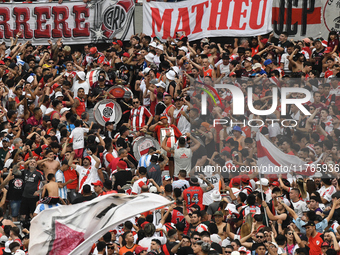 Fans of River Plate gather before the match between River Plate and Barracas Central at Estadio Mas Monumental, on November 9. (