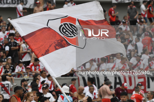 Fans of River Plate gather before the match between River Plate and Barracas Central at Estadio Mas Monumental, on November 9. 