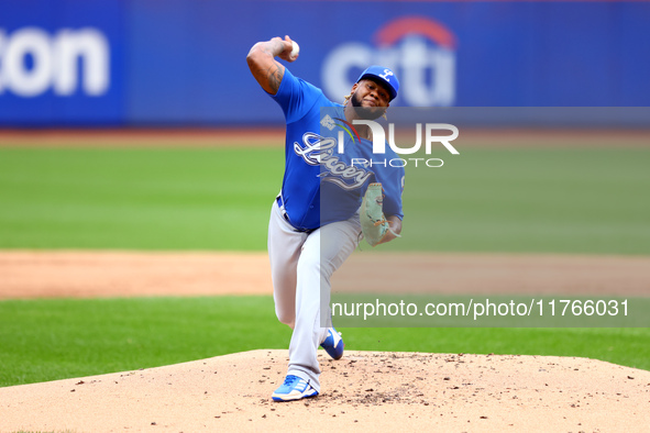 Los Tigres del Licey starting pitcher Lisalverto Bonilla #66 throws during the first inning of a baseball game against Las Aguilas Cibaenas...