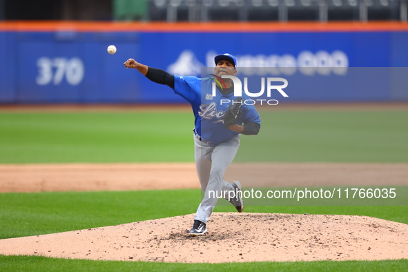 Los Tigres del Licey pitcher Carlos Contreras #69 throws during the third inning of a baseball game against Las Aguilas Cibaenas at Citi Fie...