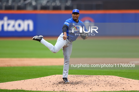 Los Tigres del Licey pitcher Carlos Contreras #69 throws during the third inning of a baseball game against Las Aguilas Cibaenas at Citi Fie...