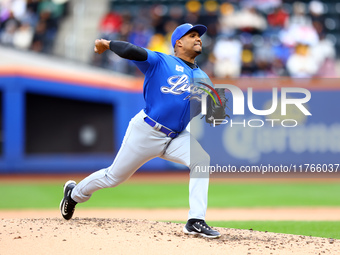 Los Tigres del Licey pitcher Carlos Contreras #69 throws during the third inning of a baseball game against Las Aguilas Cibaenas at Citi Fie...