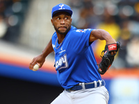 Los Tigres del Licey pitcher Miguel Diaz #88 throws during the sixth inning of a baseball game against Las Aguilas Cibaenas at Citi Field in...