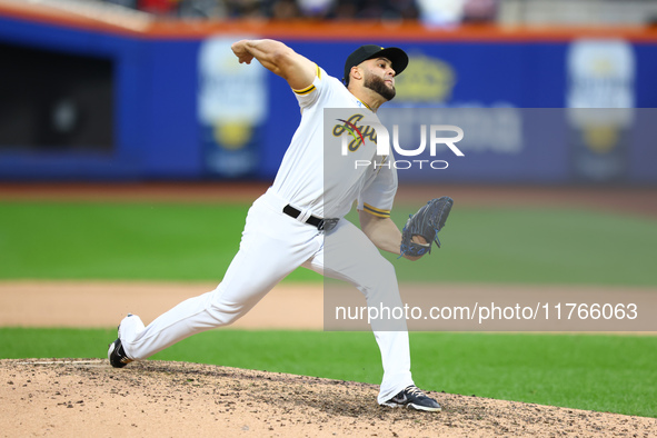 Las Aguilas Cibaenas pitcher Junior Fernandez #73 throws during the ninth inning of a baseball game against Los Tigres del Licey at Citi Fie...