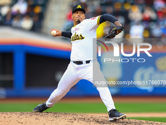 Las Aguilas Cibaenas pitcher Keone Kela #26 throws during the sixth inning of a baseball game against Los Tigres del Licey at Citi Field in...