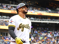 Juan Lagares #17 of Las Aguilas Cibaenas comes off the field during the second inning of a baseball game against Los Tigres del Licey at Cit...