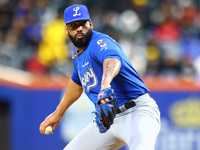 Los Tigres del Licey pitcher Jean Carlos Mejia #40 throws during the ninth inning of a baseball game against Las Aguilas Cibaenas at Citi Fi...