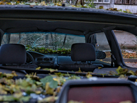 A car is damaged by a Russian drone attack in the Khadzhybeiskyi district of Odesa, southern Ukraine, on November 7, 2024. (