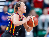 Julie Allemand in action during the FIBA 2025 European Women's Basketball Championship Qualifiers Group C match between Poland and Belgium a...