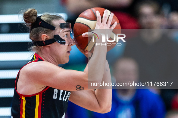 Elise Ramrtte in action during the FIBA 2025 European Women's Basketball Championship Qualifiers Group C match between Poland and Belgium at...