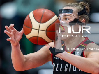 Elise Ramrtte in action during the FIBA 2025 European Women's Basketball Championship Qualifiers Group C match between Poland and Belgium at...