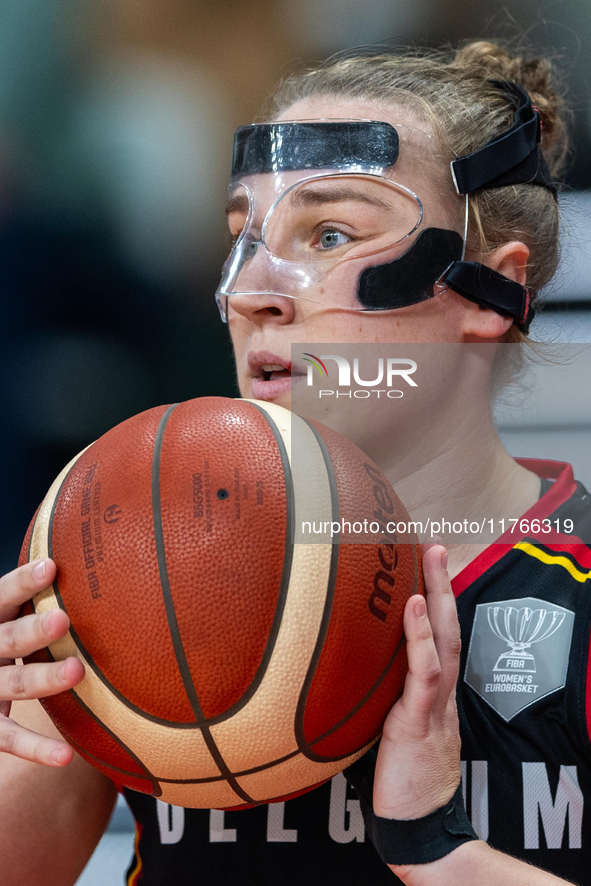 Elise Ramrtte in action during the FIBA 2025 European Women's Basketball Championship Qualifiers Group C match between Poland and Belgium at...