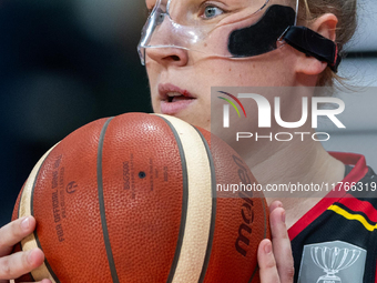 Elise Ramrtte in action during the FIBA 2025 European Women's Basketball Championship Qualifiers Group C match between Poland and Belgium at...