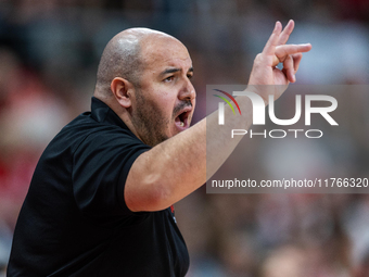 Rachid Meziane in action during the FIBA 2025 European Women's Basketball Championship Qualifiers Group C match between Poland and Belgium a...